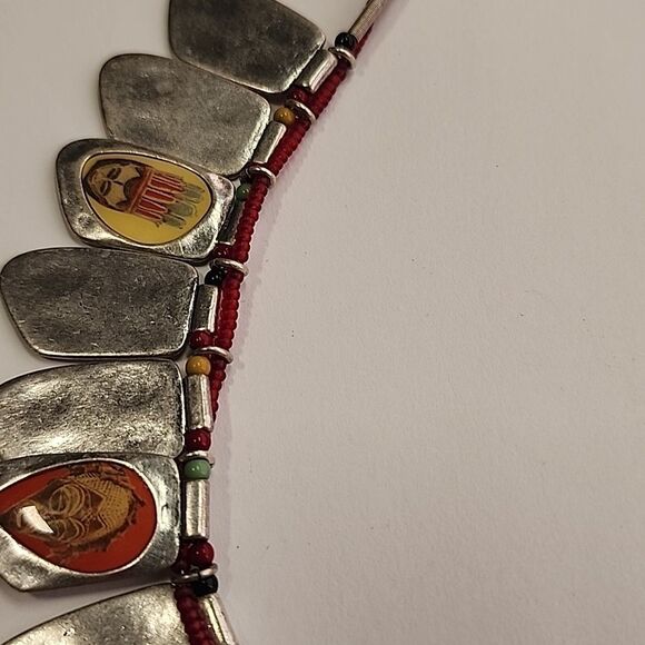 Danish Designs Pilgrim Gold Tone Pacific Islander Tribal Mask Necklace Funky! - Picture 4 of 7